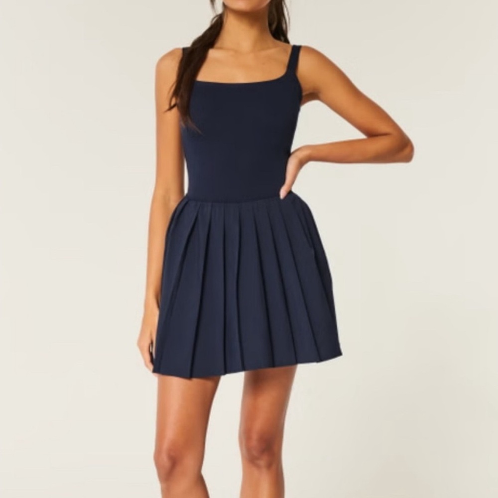 Hollister Gilly Hicks Navy Active Pleated Dress